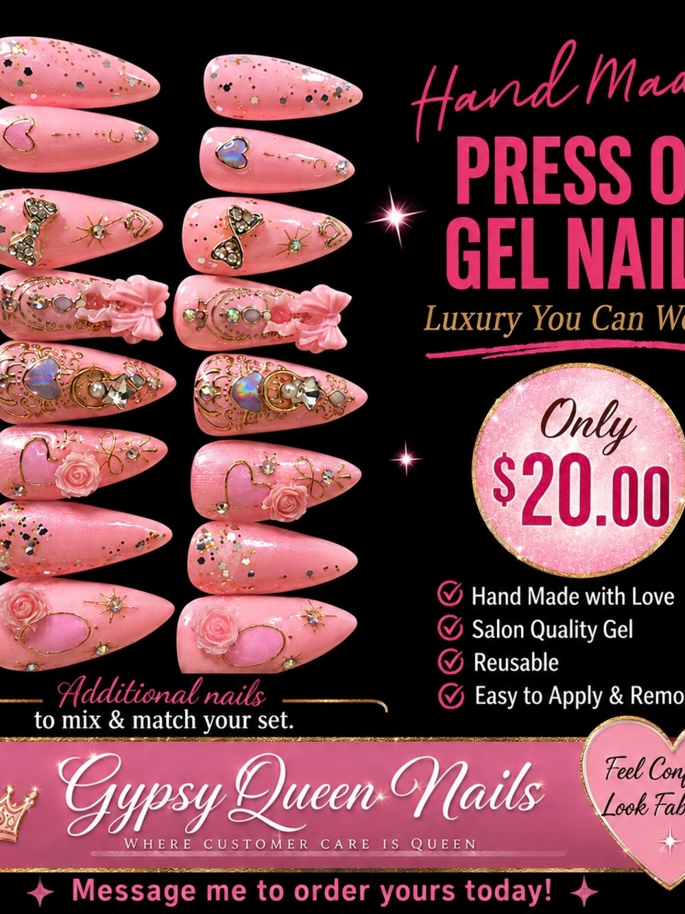 Pink Press-On Gel Nail Set